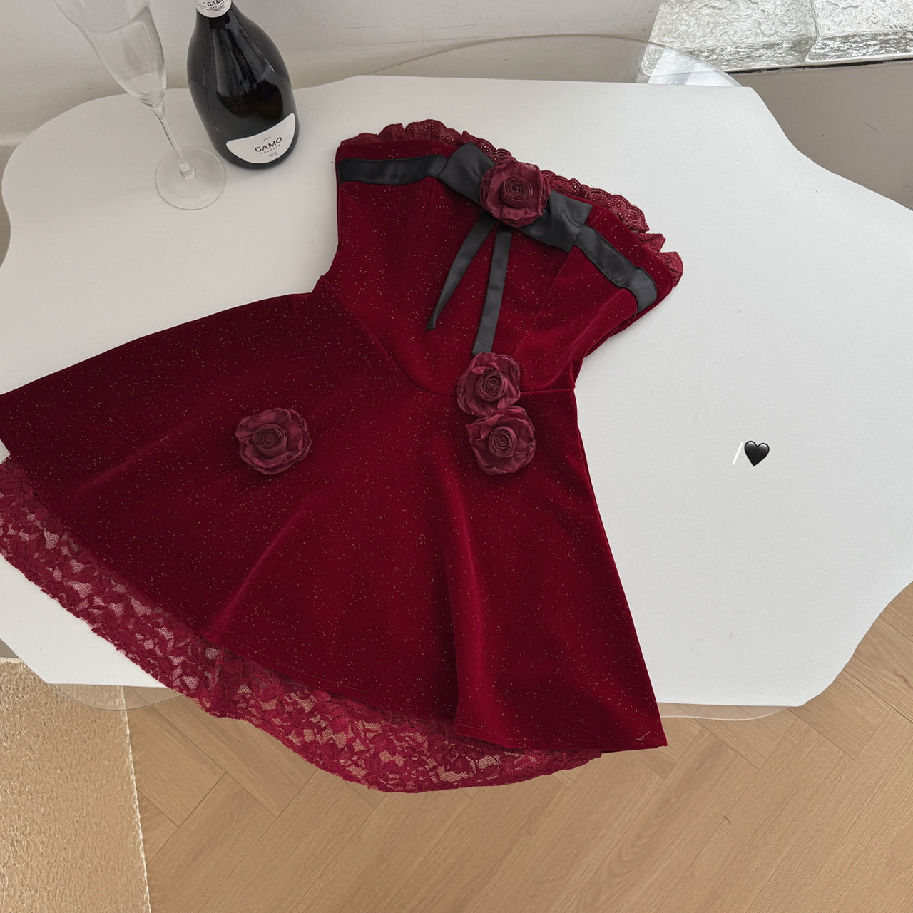 Sexy A line Strapless Summer Burgundy Velvet Dress Holiday Party Outfits For Women DP0028