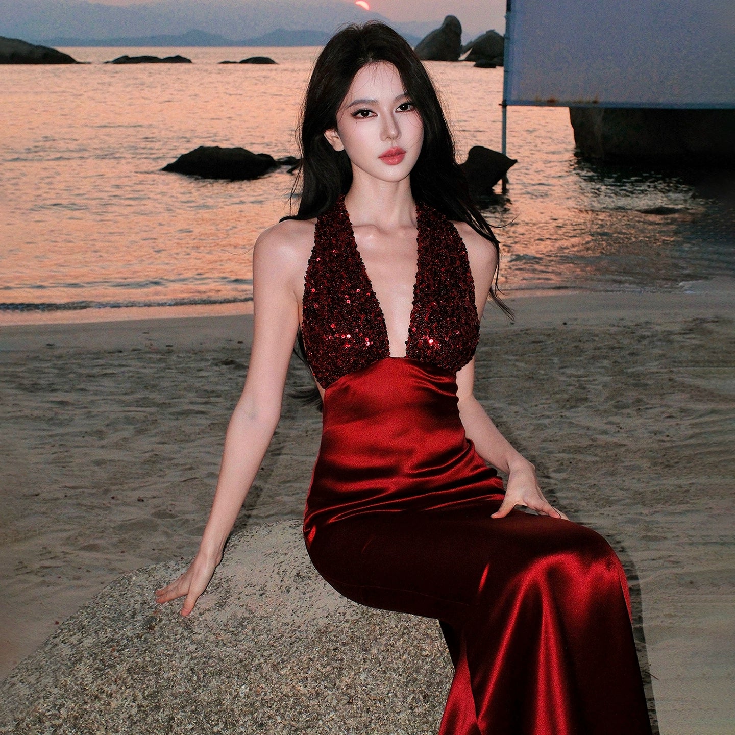 Rotes Damenkleid S911