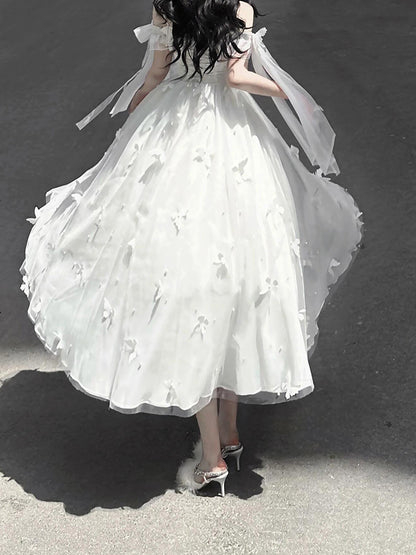 Vintage A Line Spaghetti Straps Summer Long Holiday Dresses 16th Birthday Dress Lolita Dress White Birthday Outfits W1129
