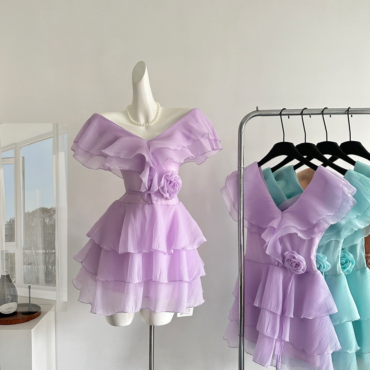 Robe d'été mignonne à col en V et manches longues pour filles, tenue de fête et de vacances, DP0154