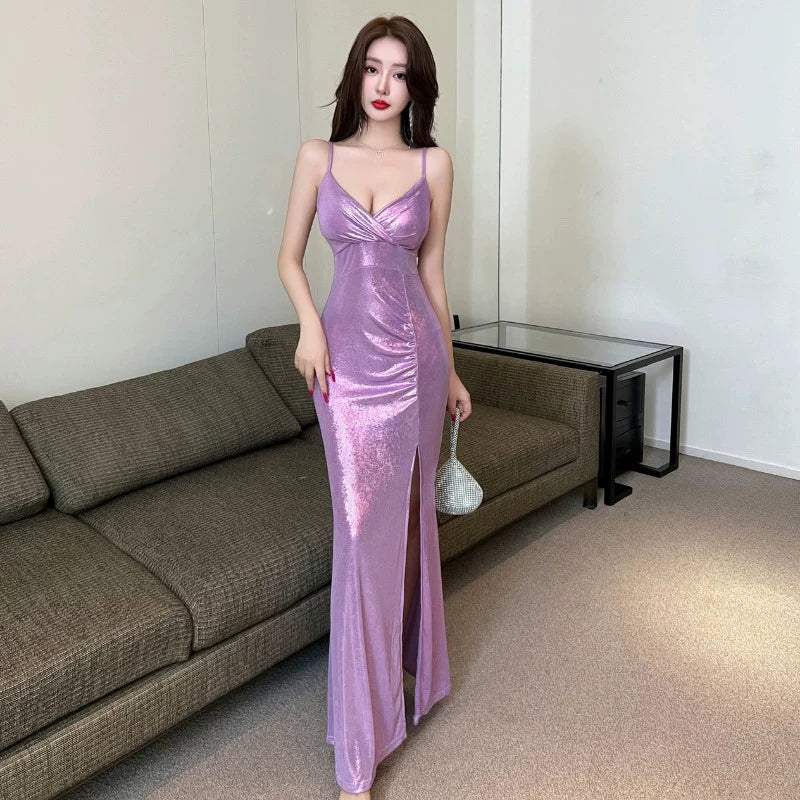 Modisches lila Kleid S1014