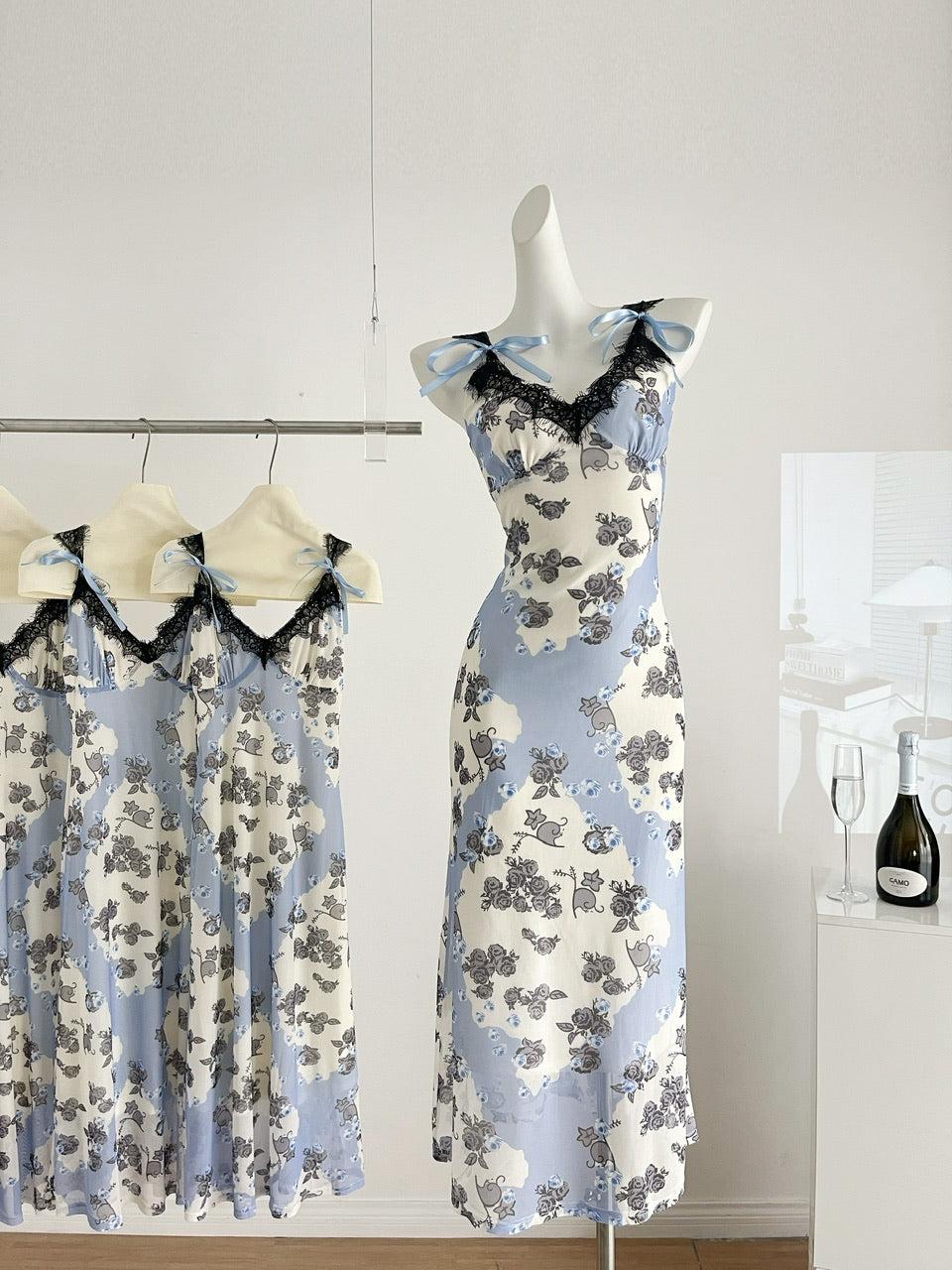 Sexy Sheath Straps Floral Summer Dress Holiday Party Birthday Outfits For Women DP0140
