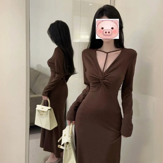 Robe marron sexy S674