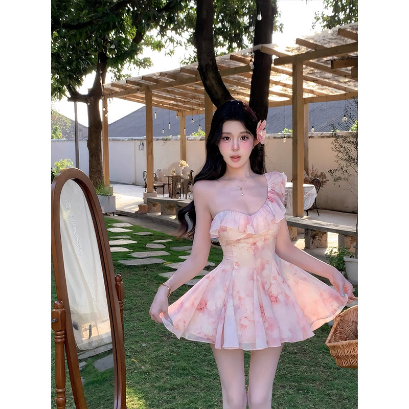 Modisches rosa Kleid S745