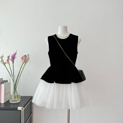 Sexy A-Linie Juwelenausschnitt Schwarzes kurzes Sommerkleid Urlaubsparty-Outfits für Frauen DP0117