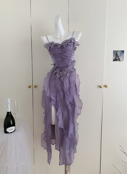 Robe d'été trapèze à bretelles spaghetti et superpositions, tenue de fête pour filles, DP1399