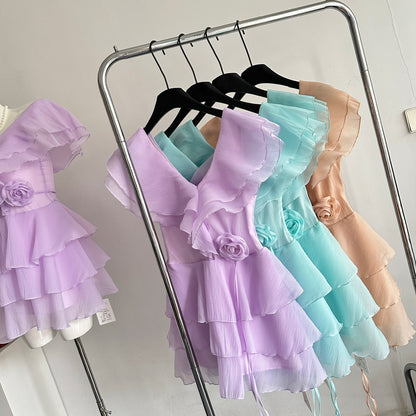 Robe d'été mignonne à col en V et manches longues pour filles, tenue de fête et de vacances, DP0154