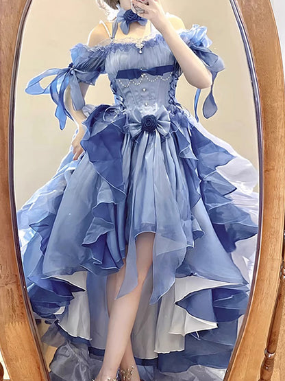 Robe Lolita vintage à manches courtes et épaules dénudées pour 16e anniversaire, tenue d'anniversaire, DP0224