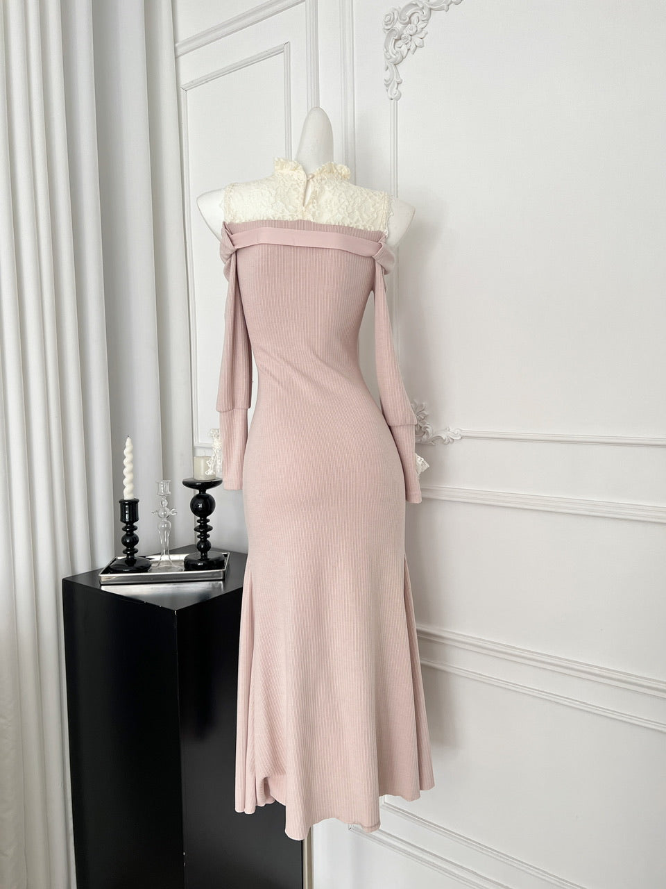 Sweet Mermaid Jewel Long Sleeves Long Women Summer Holiday Knitted Dresses DP0021