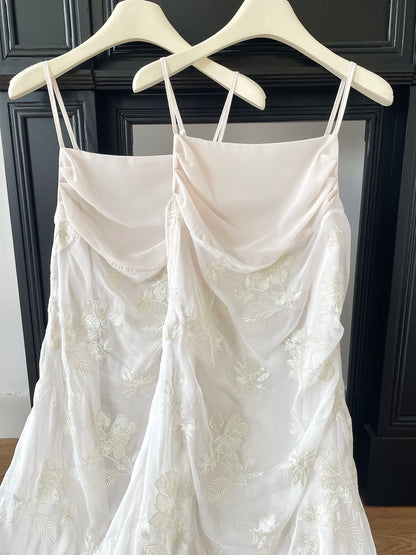 Cute Mermaid Spaghetti Straps Lace Long Summer Dress For Women DP0017