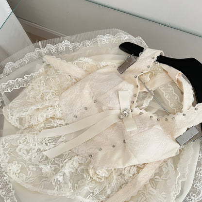 Sexy A line Halter Neckline White Lace Summer Dress Holiday Party Outfits For Women DP0107