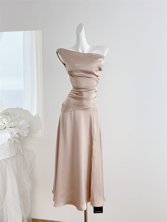 Robe de plage sexy en satin pour filles, tenue décontractée pour les fêtes et les vacances, DP1402