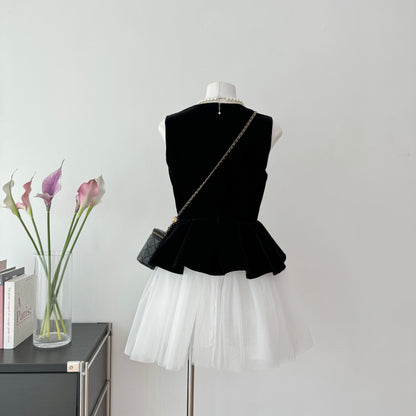 Sexy A-Linie Juwelenausschnitt Schwarzes kurzes Sommerkleid Urlaubsparty-Outfits für Frauen DP0117