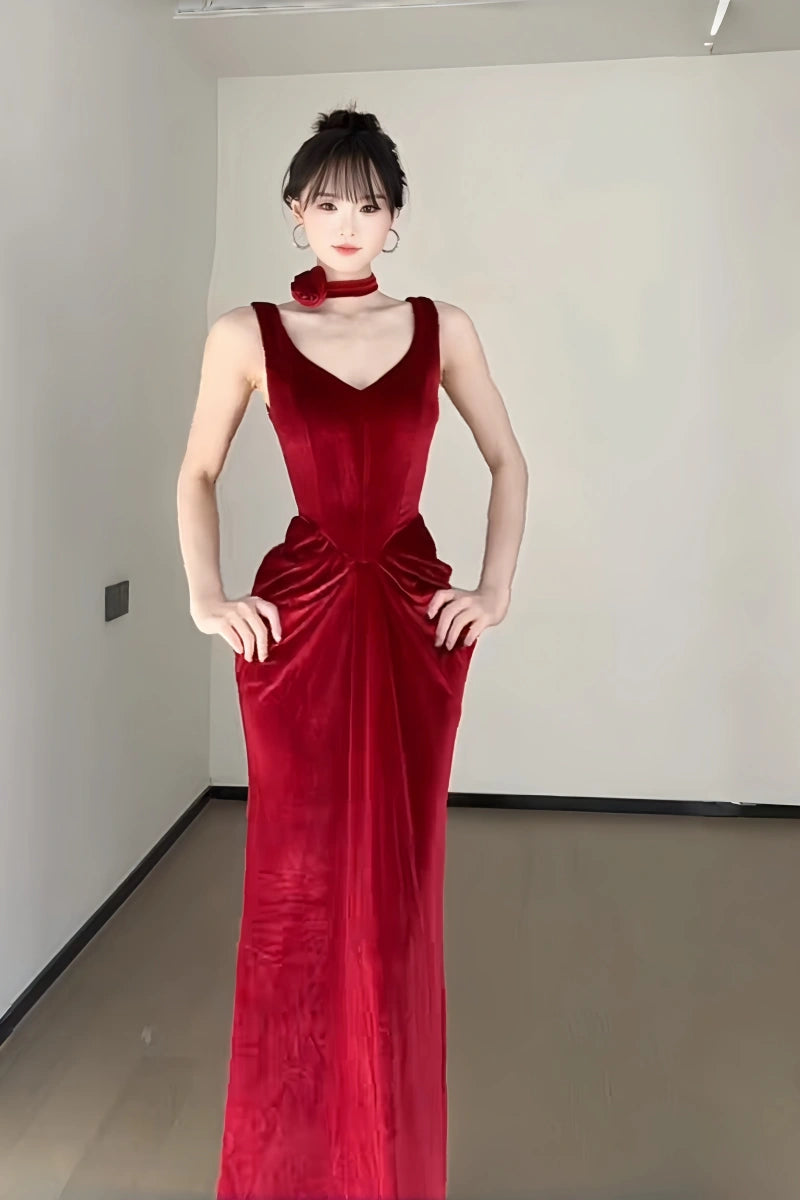 Modisches rotes Damenkleid S608