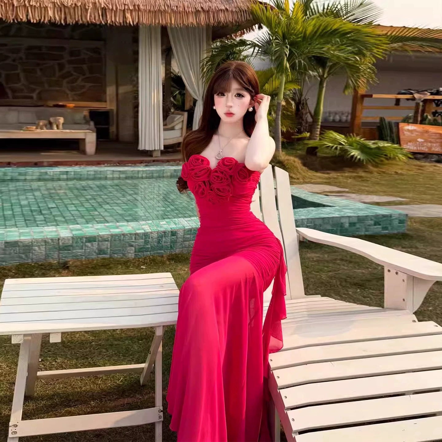 Rotes Damenkleid S767