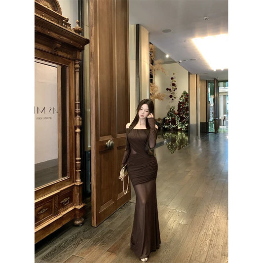 Robe marron sexy S675