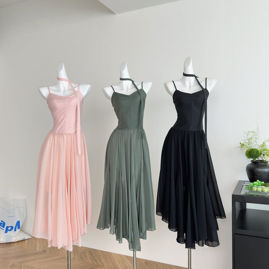 Robe trapèze en mousseline de soie à bretelles spaghetti, tenue de plage, de vacances, pour filles, DP1401