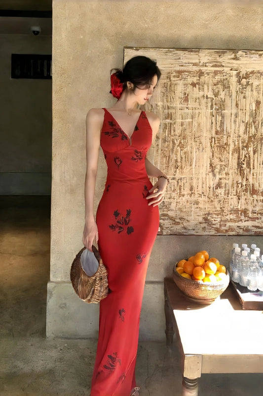 Modisches rotes Damenkleid S611