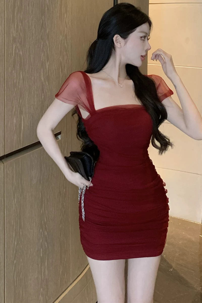 Burgundy Women's Dress S226