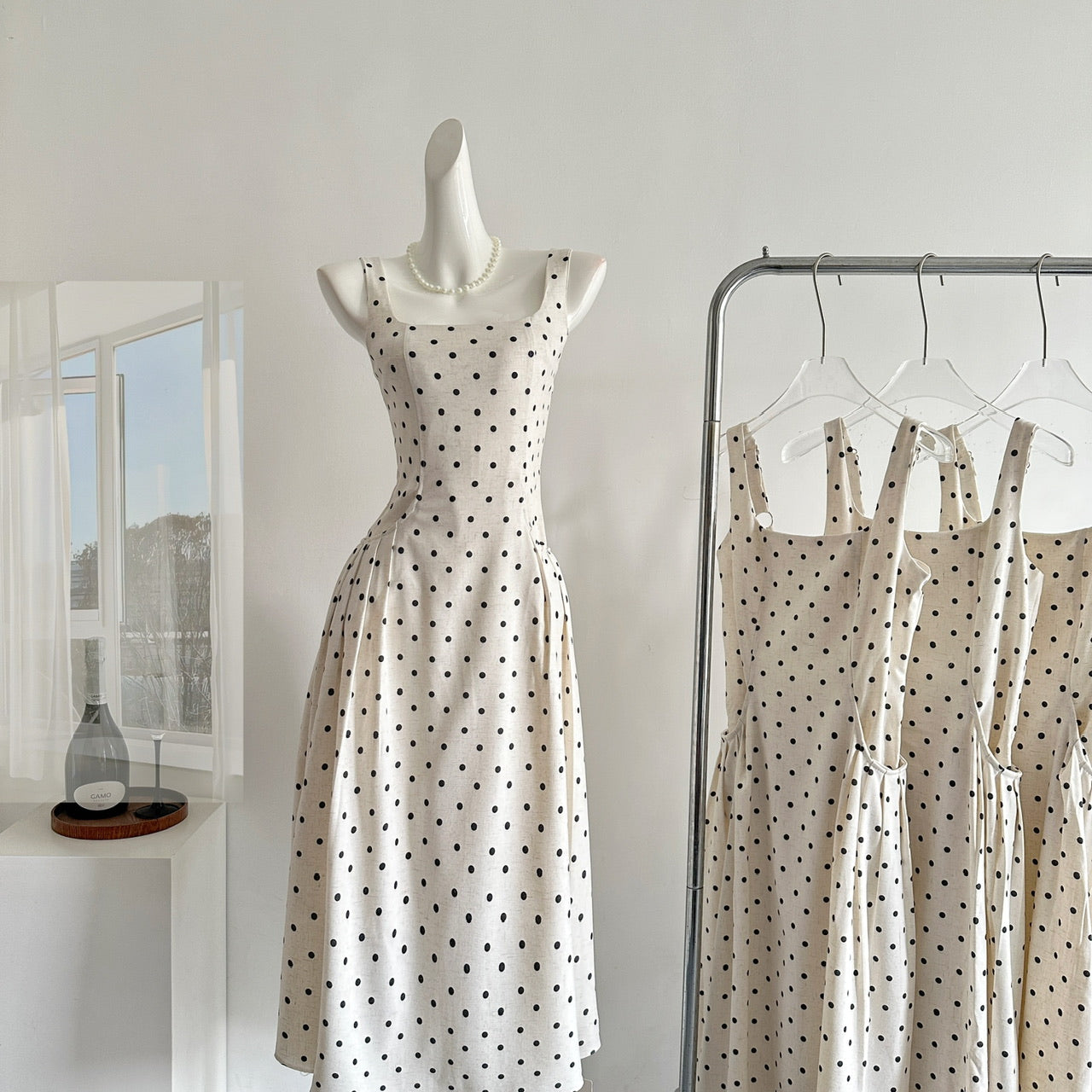 Sexy A line Square Neckline White Lace Summer Polka Dots Dress Holiday Party Outfits For Women DP0109