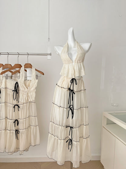 Robe d'été sexy 2 pièces à col licou et coupe trapèze, tenue de soirée pour femme, DP0111