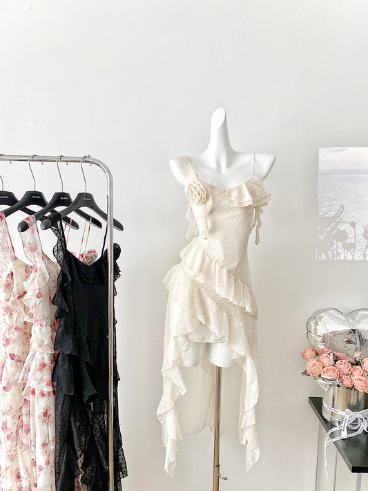 Robe d'été sexy à bretelles spaghetti et dentelle florale, tenue de fête pour femmes, DP0019