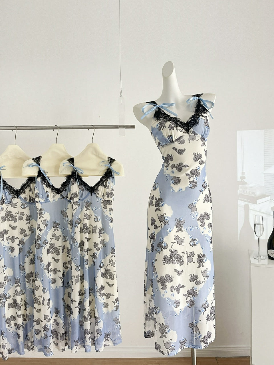 Sexy Sheath Straps Floral Summer Dress Holiday Party Birthday Outfits For Women DP0140