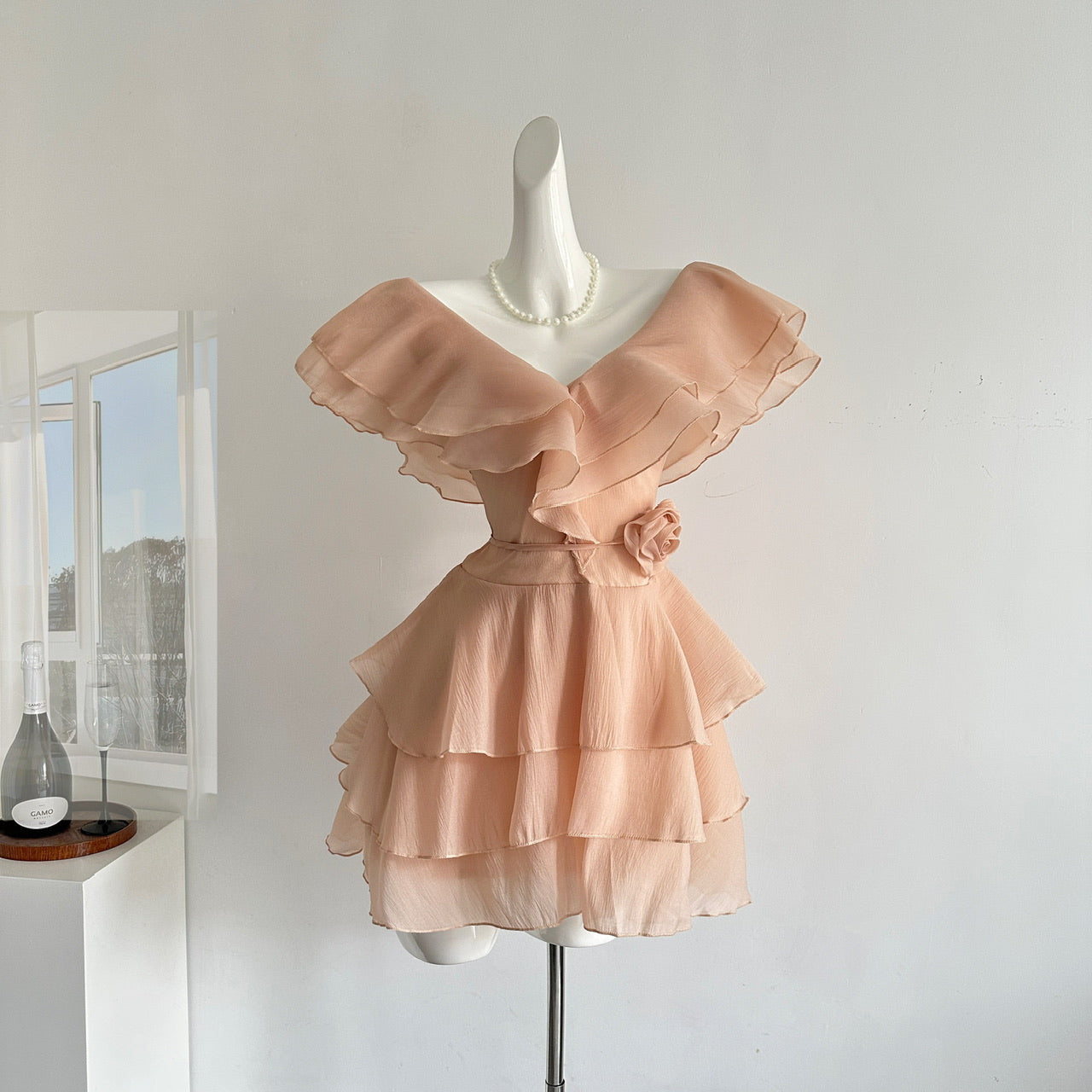 Robe d'été mignonne à col en V et manches longues pour filles, tenue de fête et de vacances, DP0154