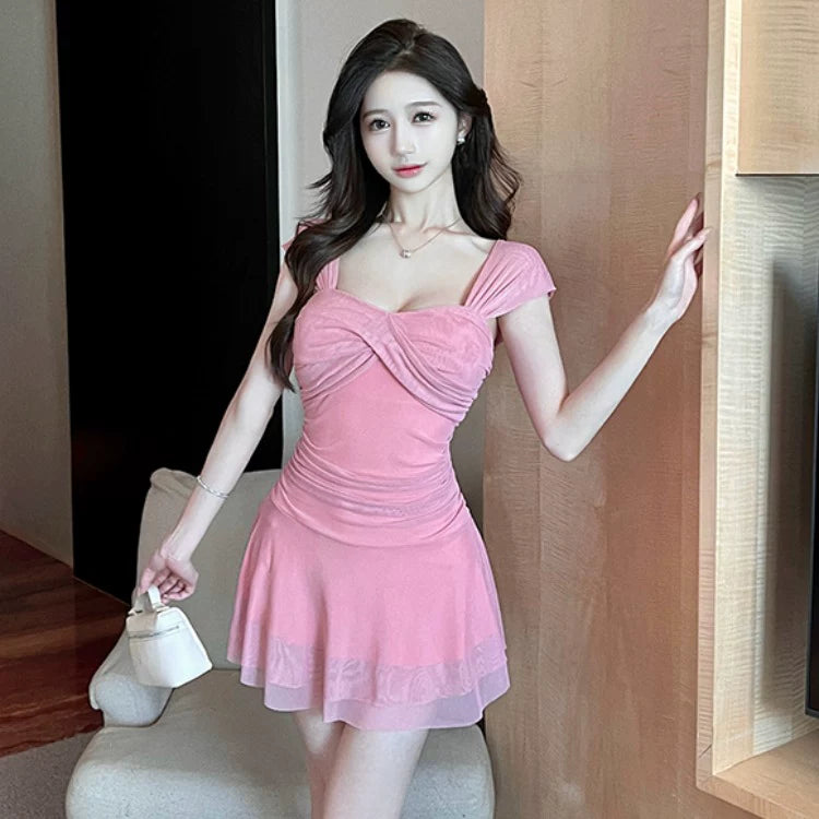 Modisches rosa Kleid S1021