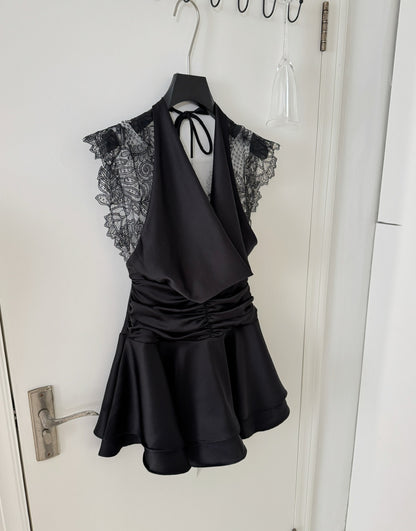 Sexy A Line Halter Neckline Summer Dress Little Black Dress Holiday Party Outfits For Women DP0098