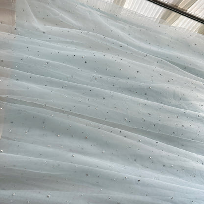 Sexy A Line Spaghetti Straps Blue Tulle Summer Dress Holiday Party Birthday Outfits For Teens DP0142