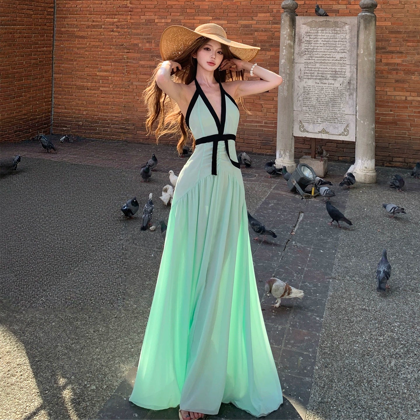 Grünes Damenkleid S929