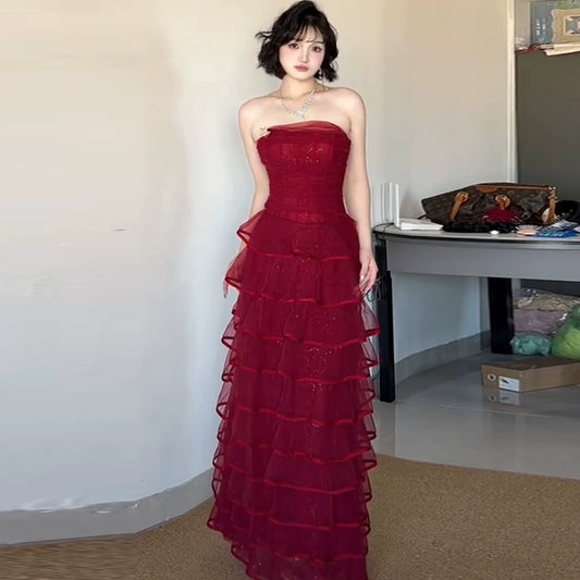 Robe bordeaux pour femme S762
