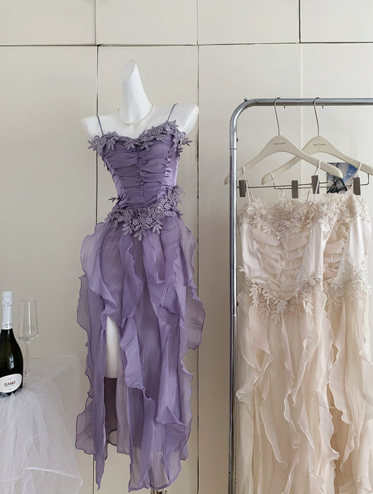 Robe d'été trapèze à bretelles spaghetti et superpositions, tenue de fête pour filles, DP1399