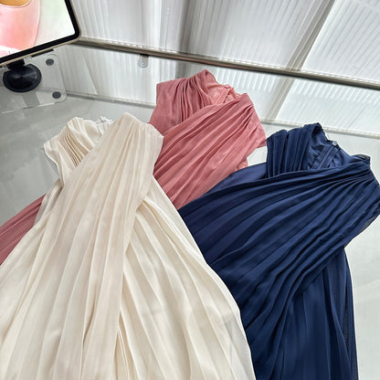 Robe d'été courte en mousseline de soie rose, décolleté licou, sexy, tenue de fête pour femmes, DP0119