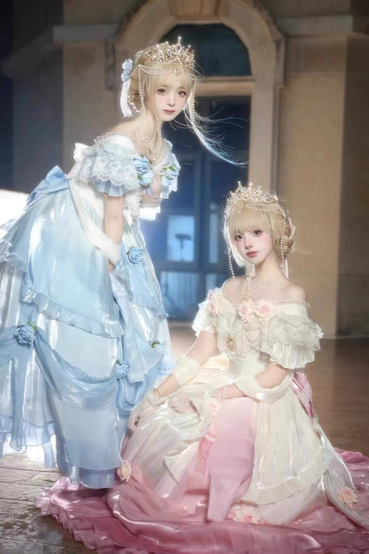 Vintage Ball Gown Off The Shoulder Short Sleeves Spring 16th Birthday Dress Lolita Summer Dress 18th Birthday Outfits W1136