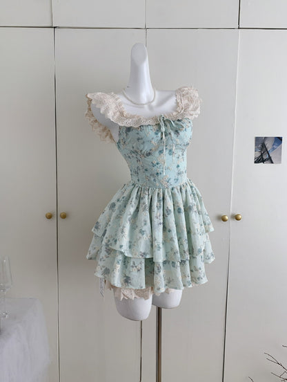 Robe de bal courte en satin rose à fleurs, tenue de soirée et de vacances pour femme, DP1406