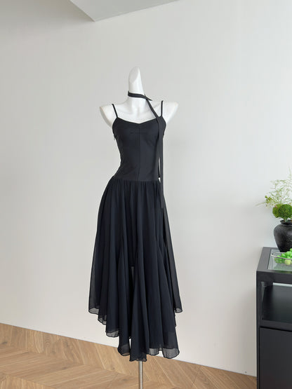 Robe trapèze en mousseline de soie à bretelles spaghetti, tenue de plage, de vacances, pour filles, DP1401