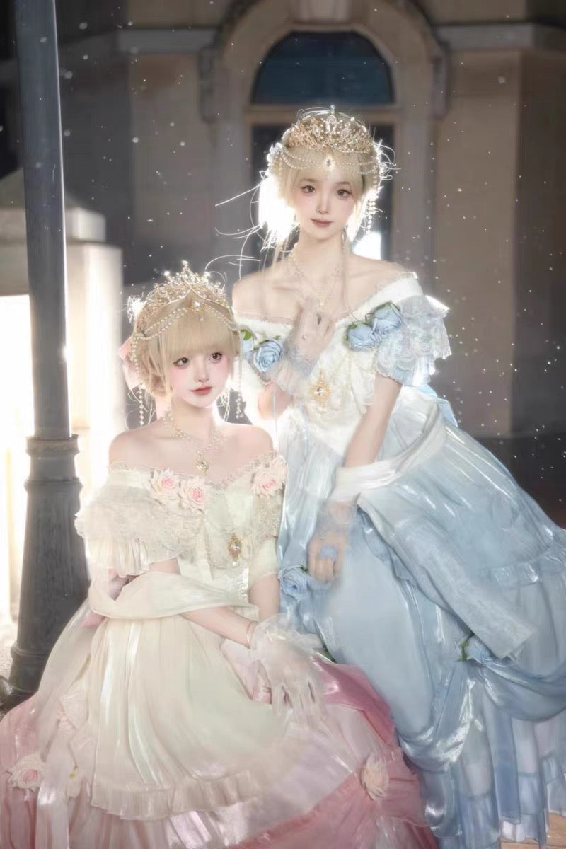 Vintage Ball Gown Off The Shoulder Short Sleeves Spring 16th Birthday Dress Lolita Summer Dress 18th Birthday Outfits W1136