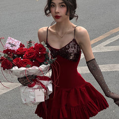 Modisches rotes Damenkleid S606