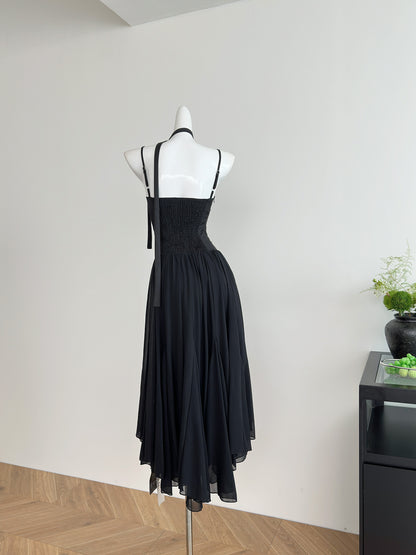 Robe trapèze en mousseline de soie à bretelles spaghetti, tenue de plage, de vacances, pour filles, DP1401