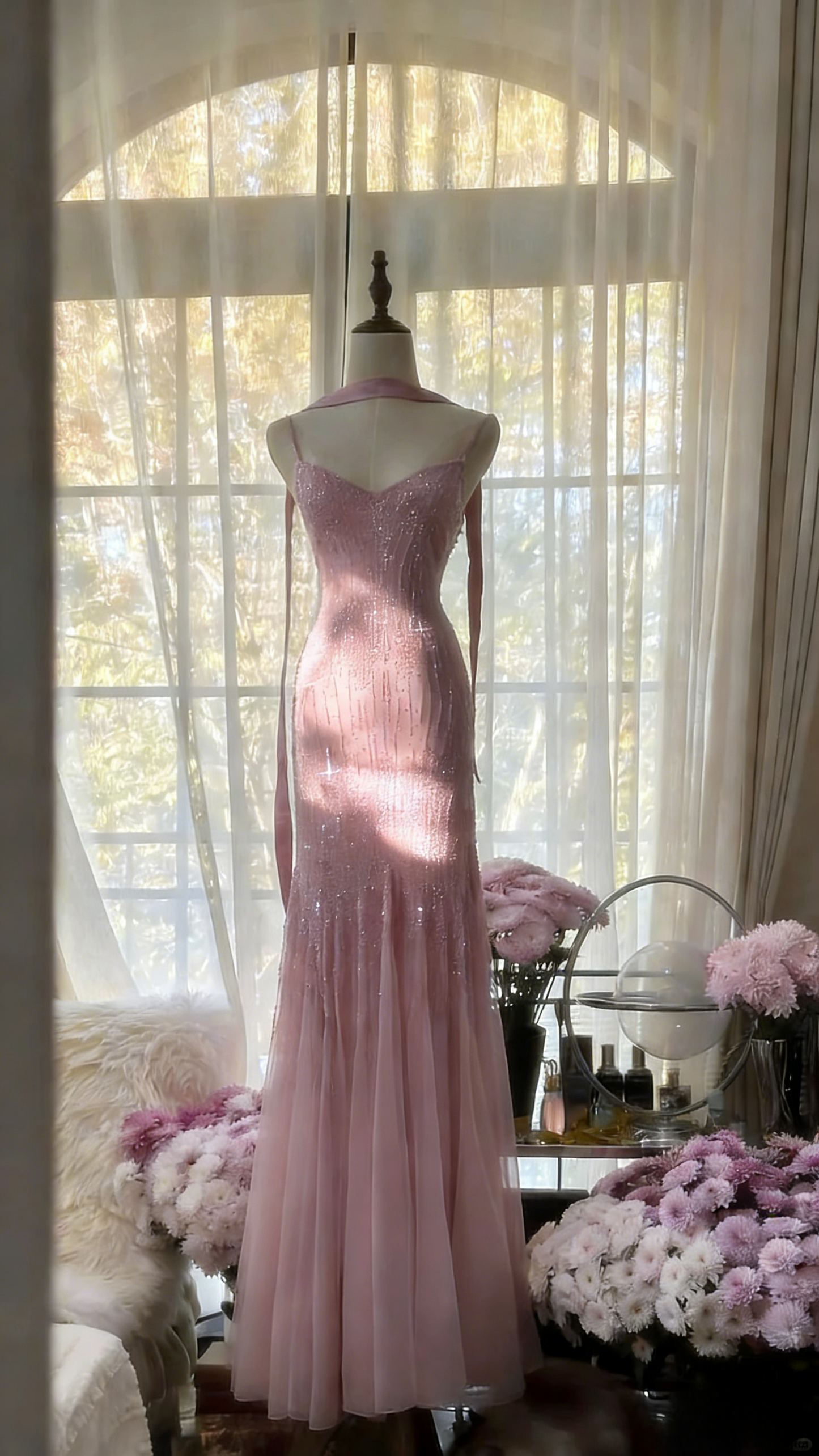 Sexy Mermaid Spaghetti Straps Purple Elegant Tulle Sequin Prom Dresses P0001