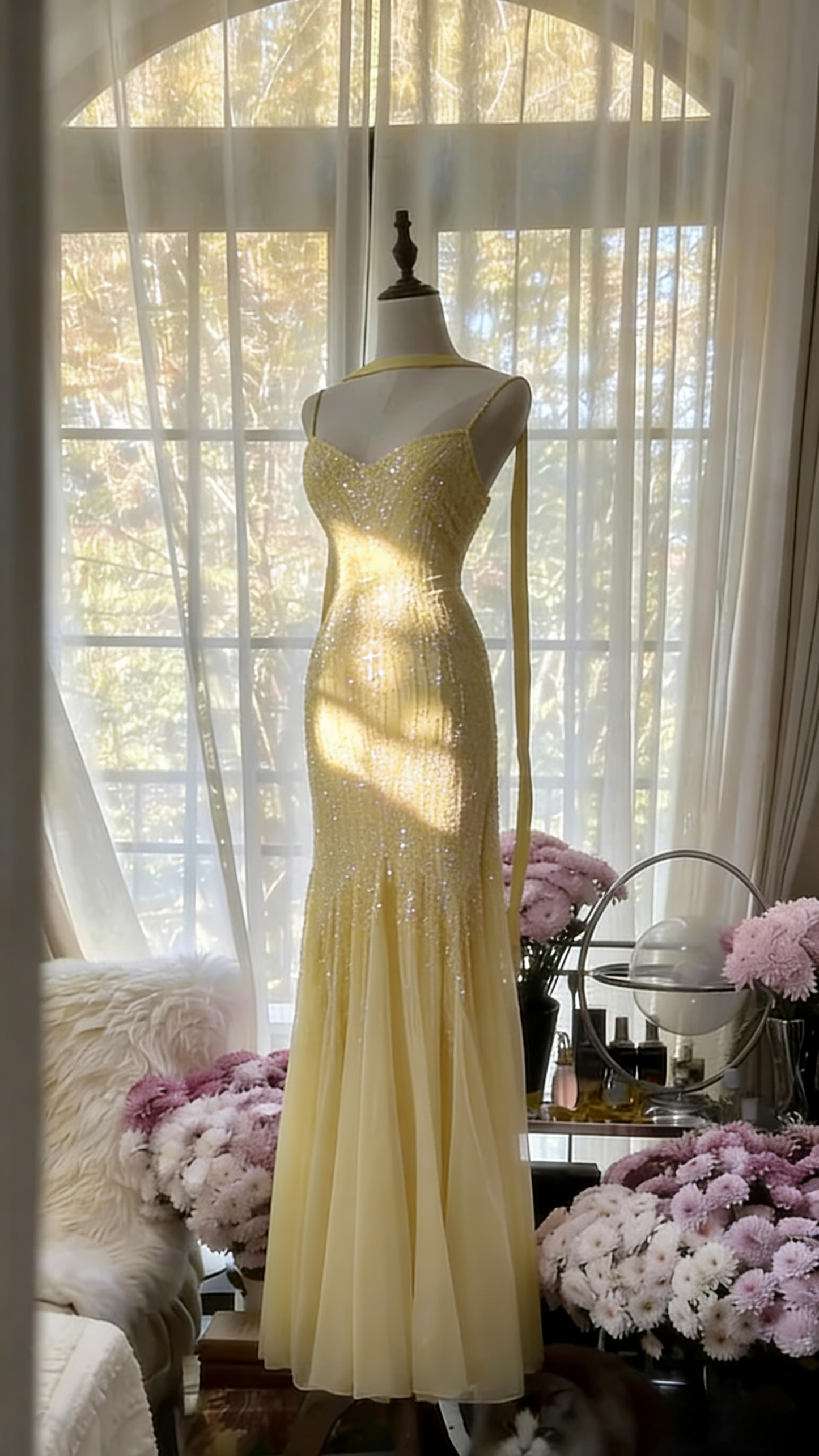 Sexy Mermaid Spaghetti Straps Purple Elegant Tulle Sequin Prom Dresses P0001