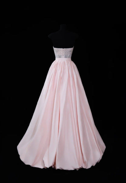 Feenrosa Ballkleid, trägerloses Etuikleid aus Tüll, S1050