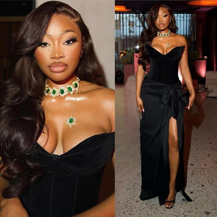 Gorgeous Mermaid Sweetheart Black Slit Satin Black Girl 23rd Birthday Dress Prom Dress Birthday Outfits For Women D2627