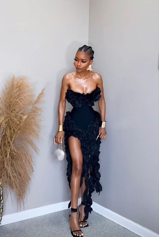 Sexy Sheath Strapless Black Prom Dresses Formal Summer Wedding Guest Dresses Wedding Guest Outfits D2631