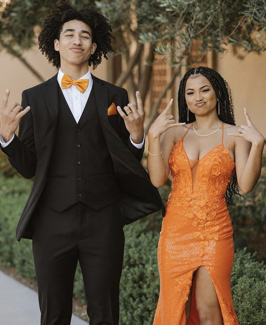 Gorgeous Mermaid Halter Orange Prom Dresses Formal Summer Wedding Guest Dresses Wedding Guest Outfits D2633