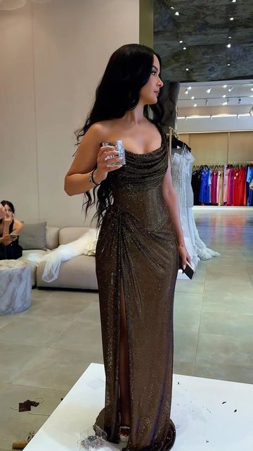 Gorgeous Mermaid One Shoulder Sequin Prom Dresses Formal Summer Wedding Guest Dresses Wedding Guest Outfits D2640