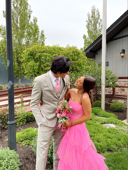 Pretty Ball Gown Spaghetti Straps Pink 23rd Birthday Dress Prom Dress Birthday Outfits For Women D2679
