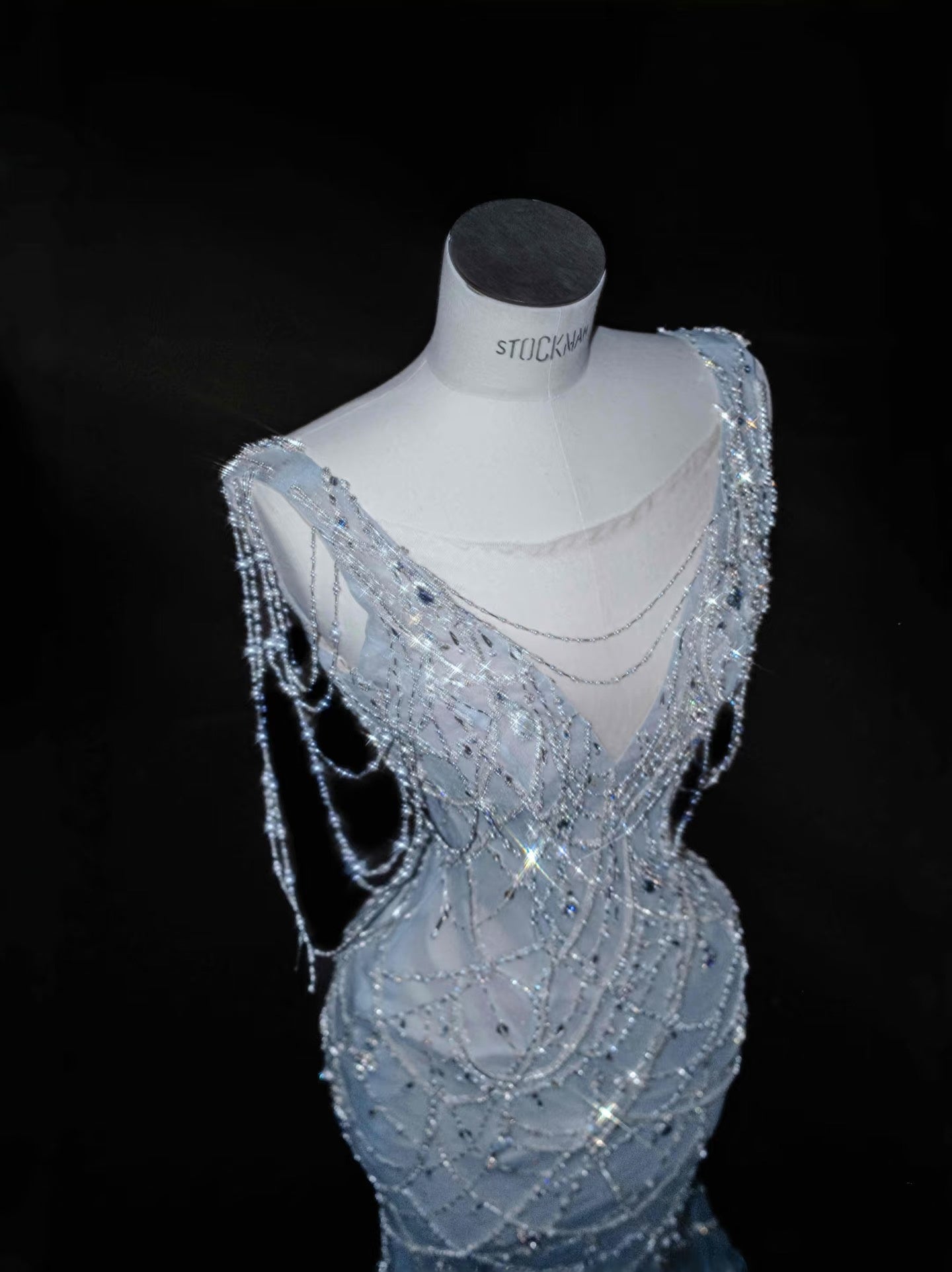 Gorgeous Mermaid V Neck Silver Beads  Long Prom Dress Party Dress Graduation Dresses DP2718